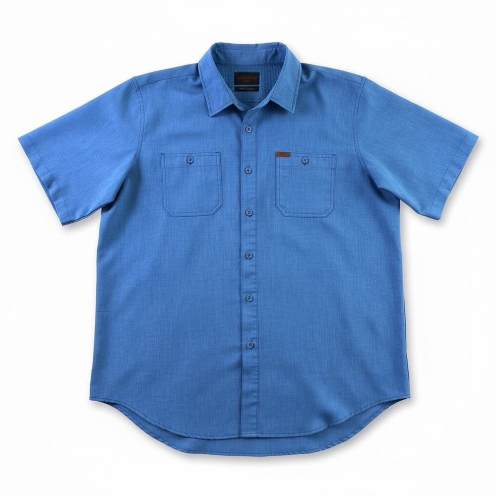 Orvis Men’s XL Blue Vented Short Sleeve Button Shirt 2 Pocket Fishing Travel
